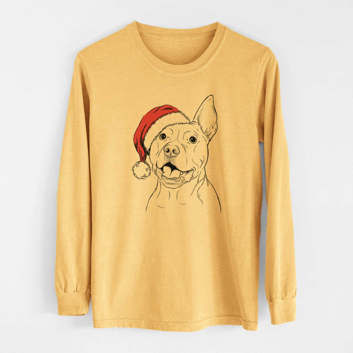 Santa Harley the Pitbull - Heavyweight 100% Cotton Long Sleeve