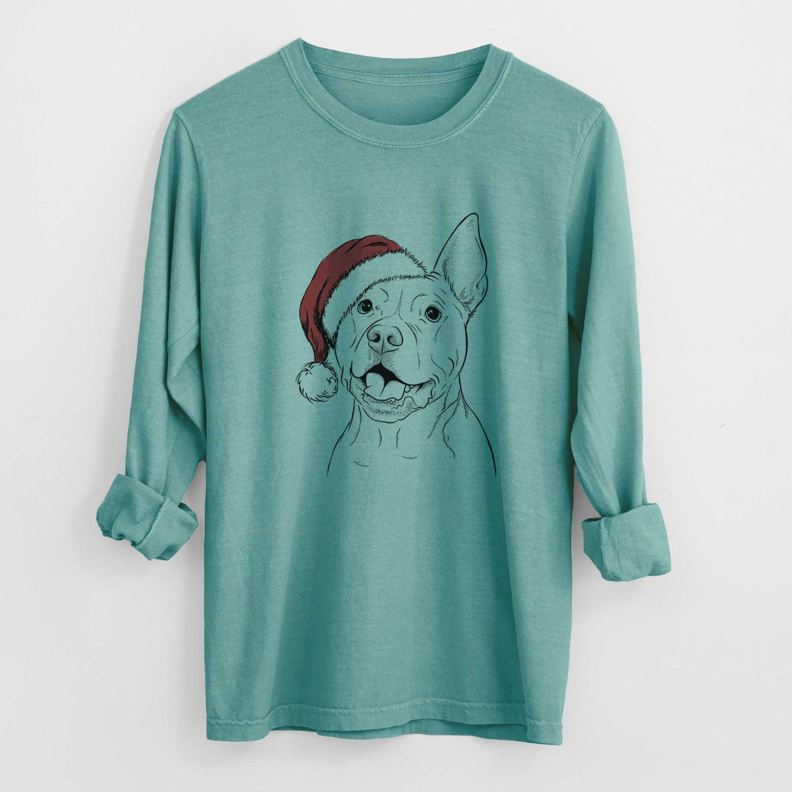 Santa Harley the Pitbull - Heavyweight 100% Cotton Long Sleeve