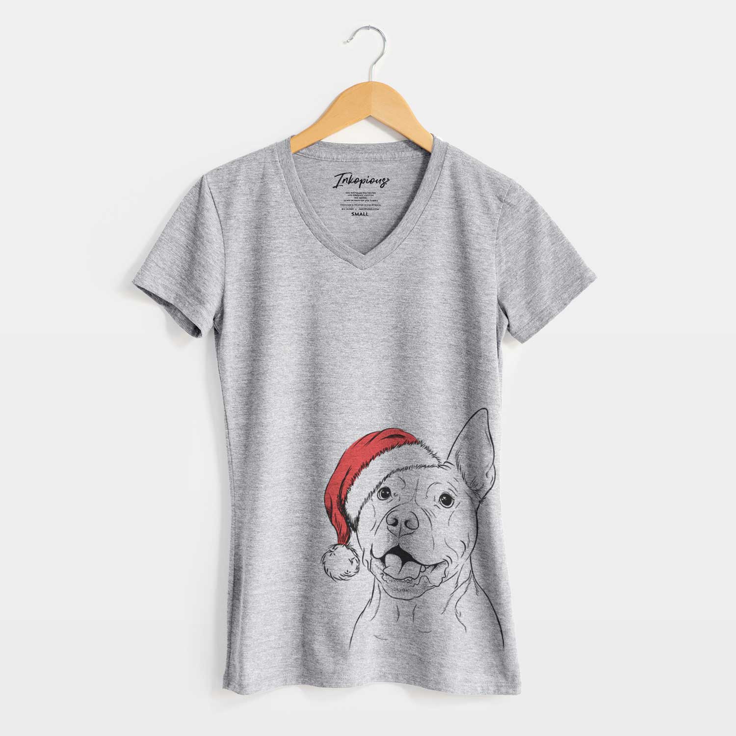 Santa Harley the Pitbull - Women's V-neck Shirt