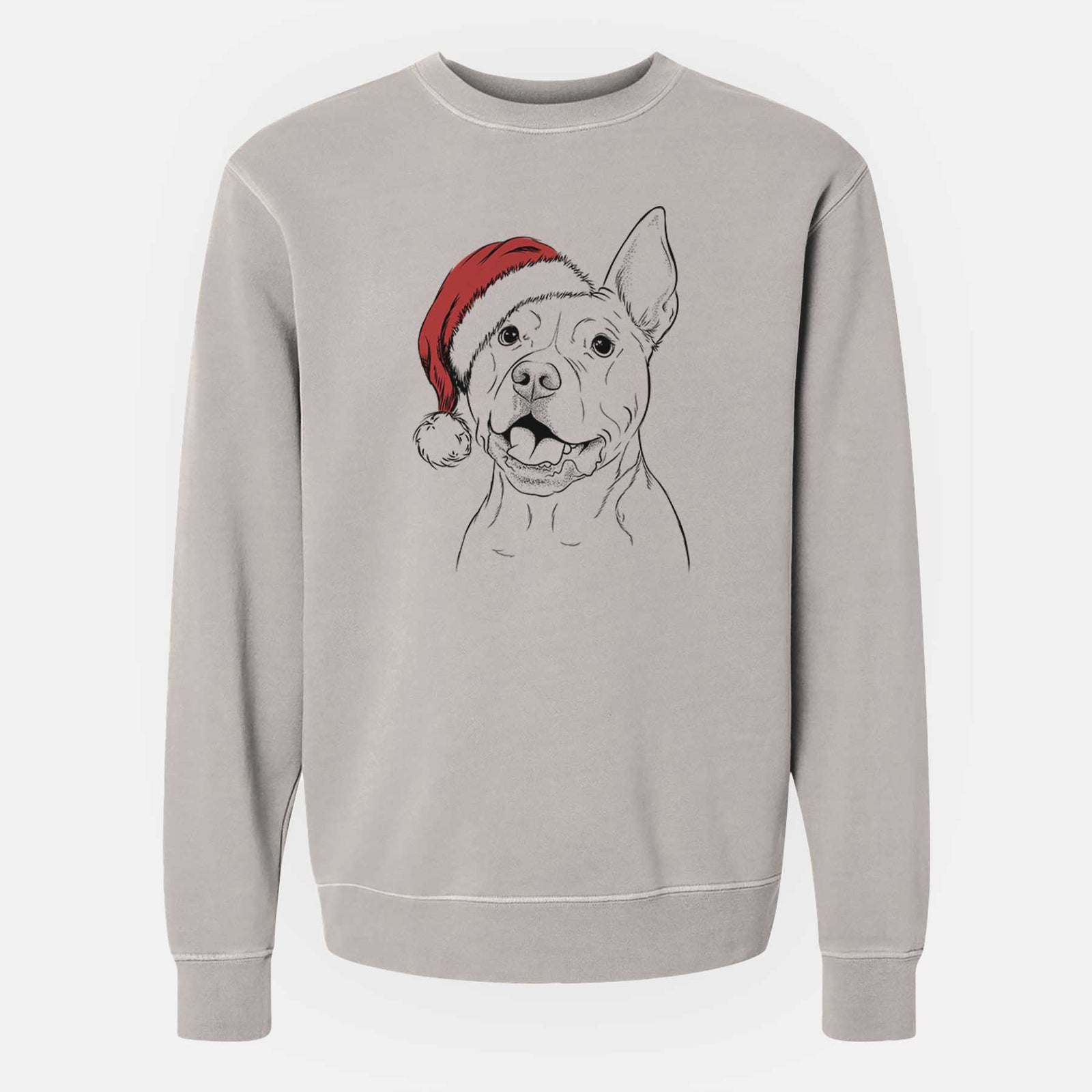 Santa Harley the Pitbull - Unisex Pigment Dyed Crew Sweatshirt