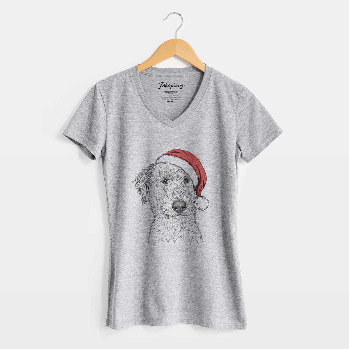 Santa Harry the Mixed Breed Puppy - Women's V-neck Shirt