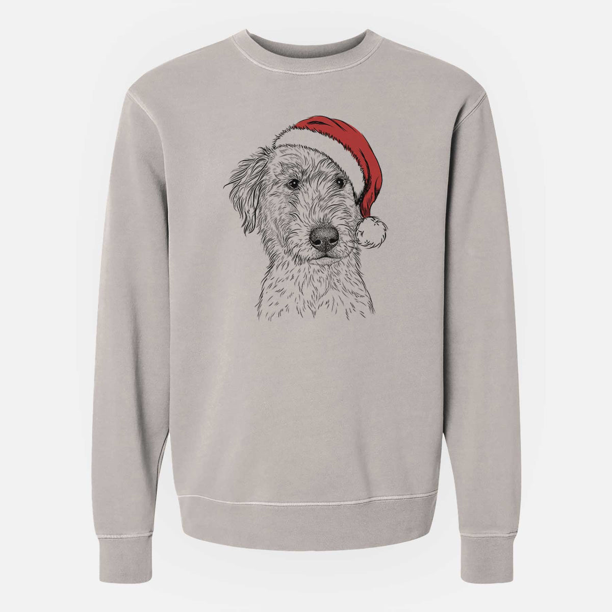 Santa Harry the Mixed Breed Puppy - Unisex Pigment Dyed Crew Sweatshirt