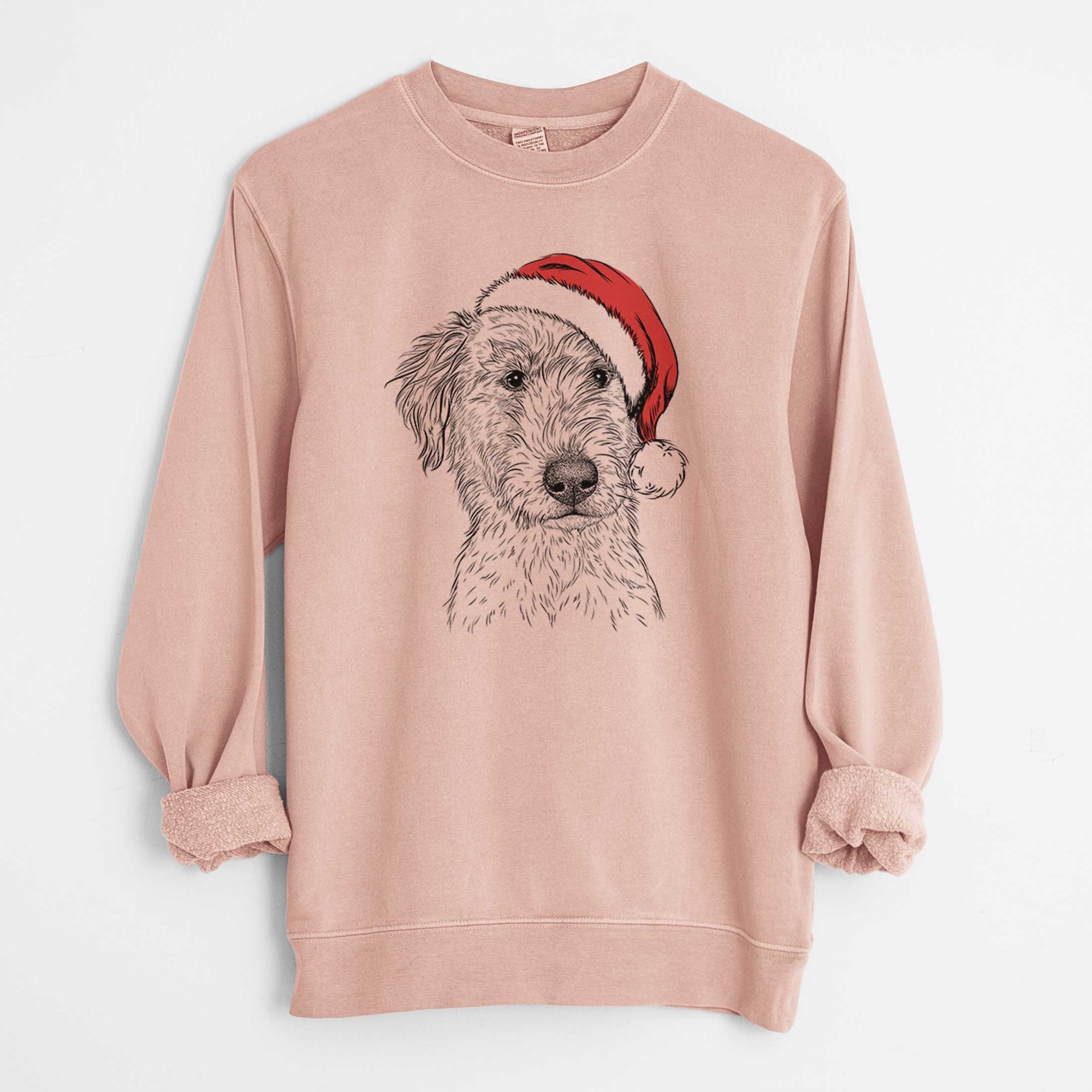 Santa Harry the Mixed Breed Puppy - Unisex Pigment Dyed Crew Sweatshirt