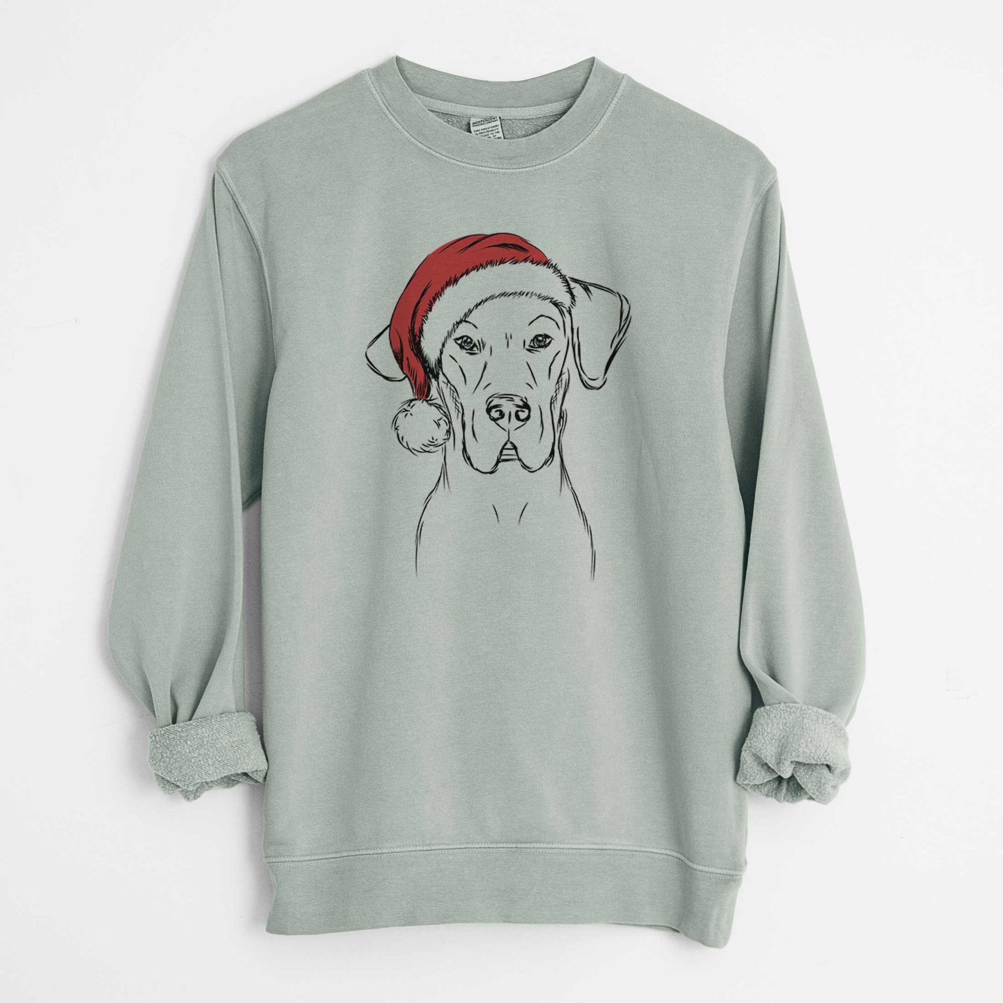 Santa Harvey the Great Dane - Unisex Pigment Dyed Crew Sweatshirt