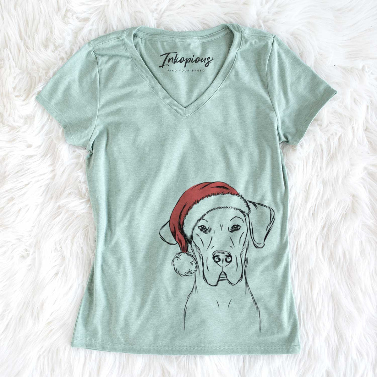 Santa Harvey the Great Dane - Women&#39;s V-neck Shirt