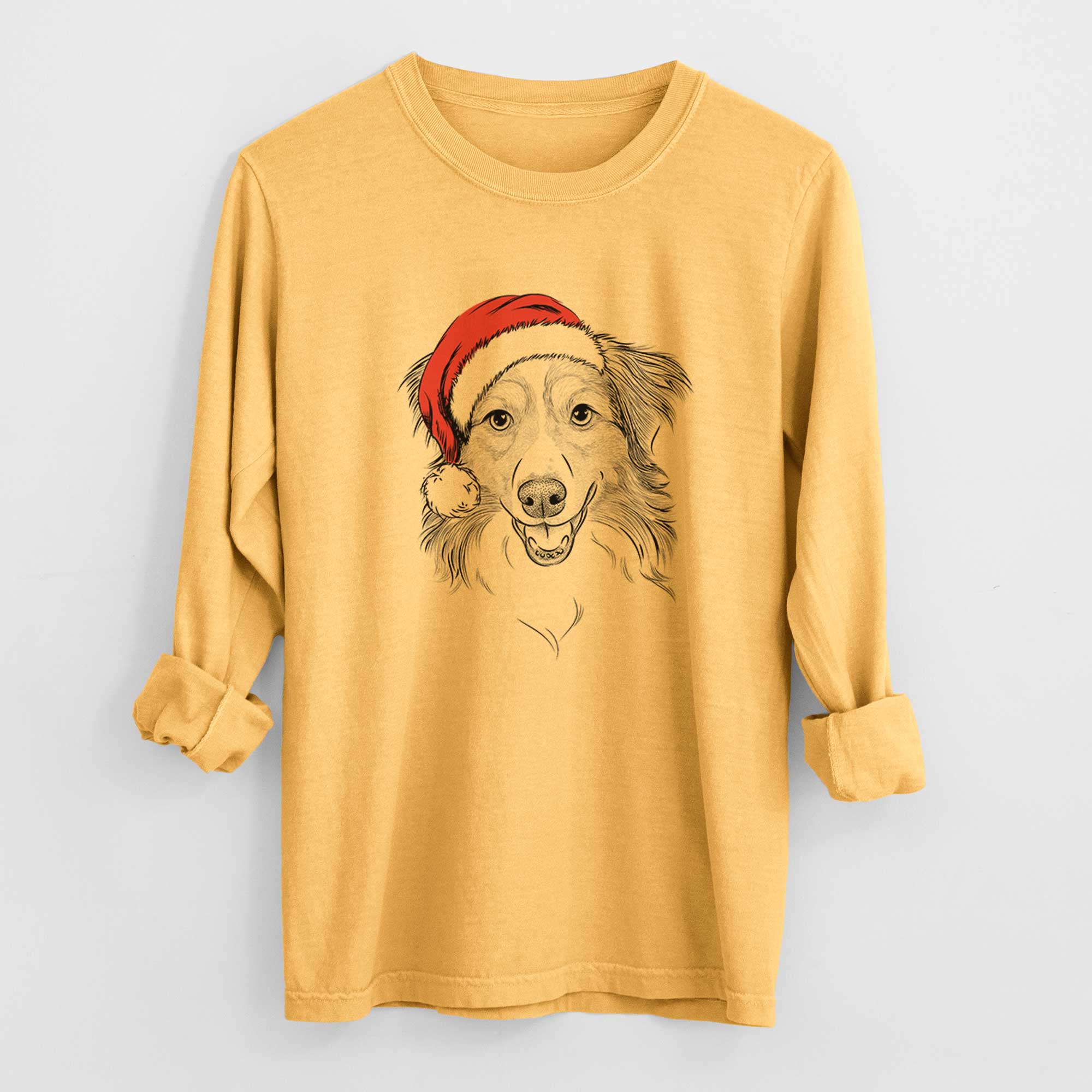 Santa Hattie the Australian Shepherd - Heavyweight 100% Cotton Long Sleeve