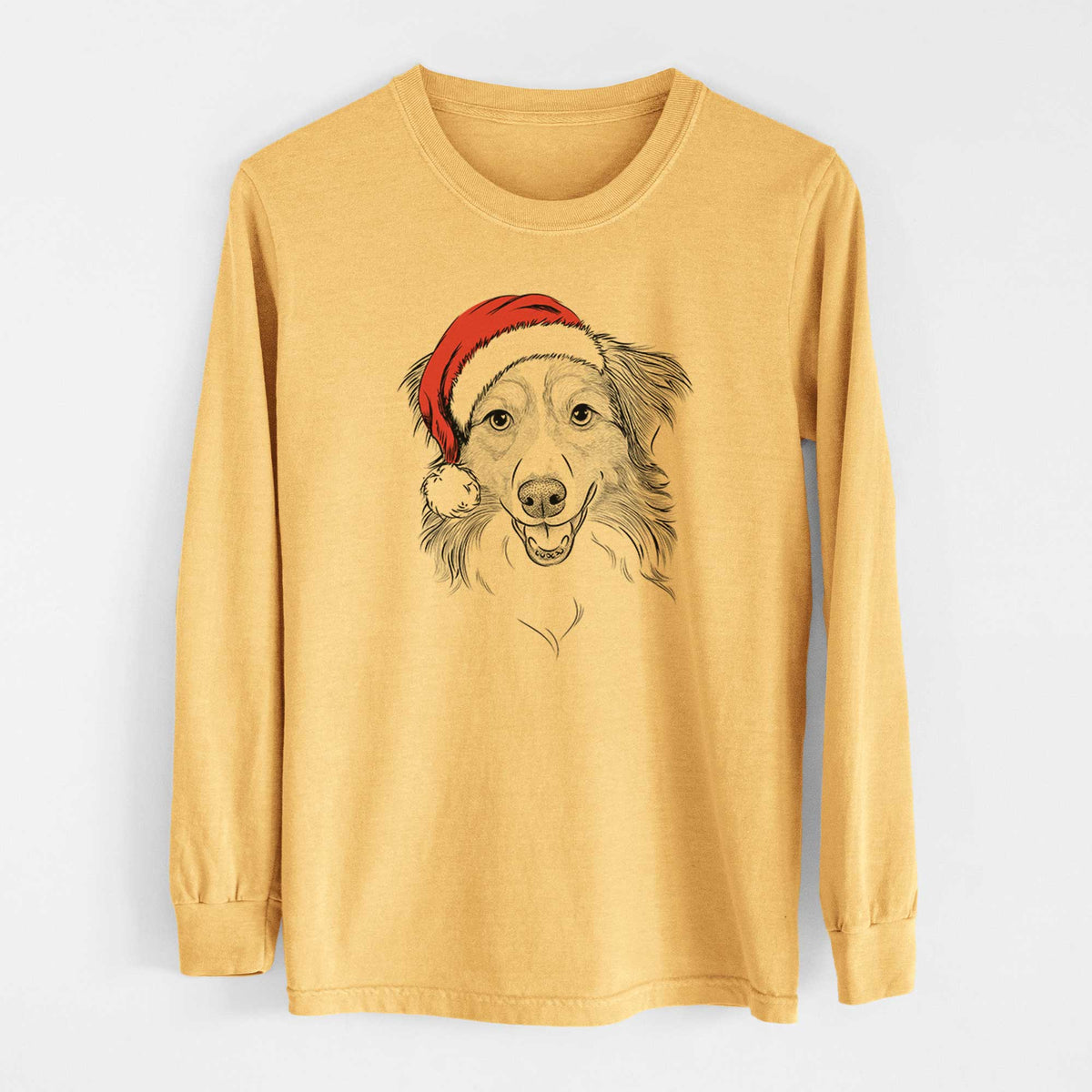 Santa Hattie the Australian Shepherd - Heavyweight 100% Cotton Long Sleeve