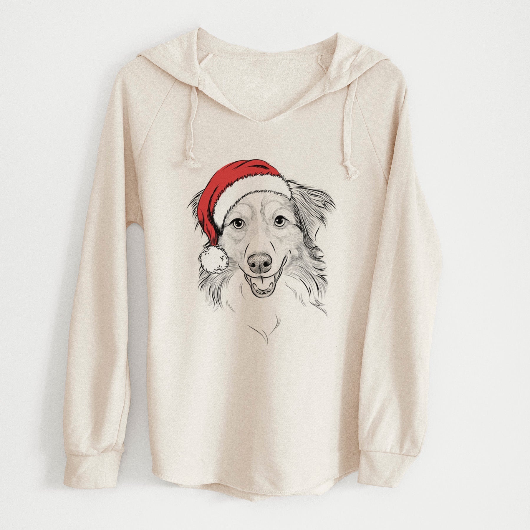 Santa Hattie the Australian Shepherd - Cali Wave Hooded Sweatshirt