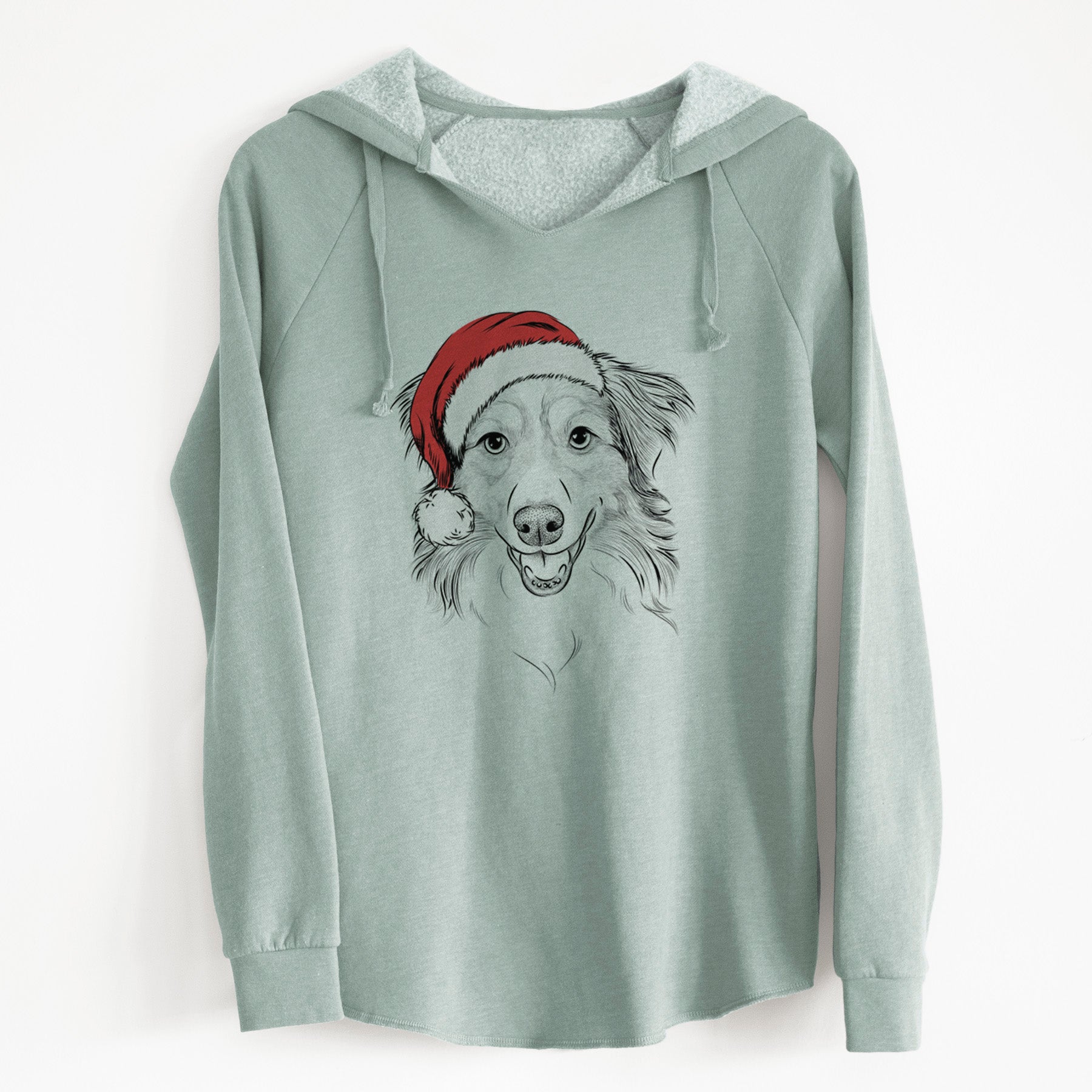 Santa Hattie the Australian Shepherd - Cali Wave Hooded Sweatshirt