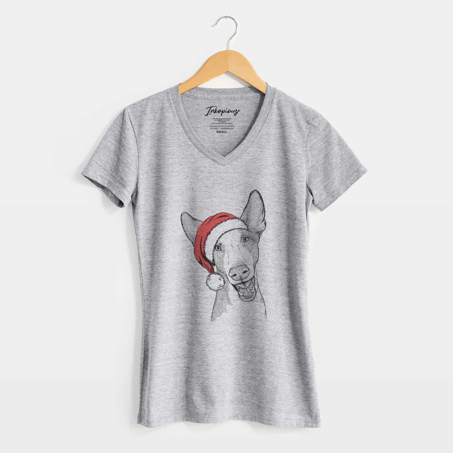 Santa Havok the Ibizan Hound - Women's V-neck Shirt