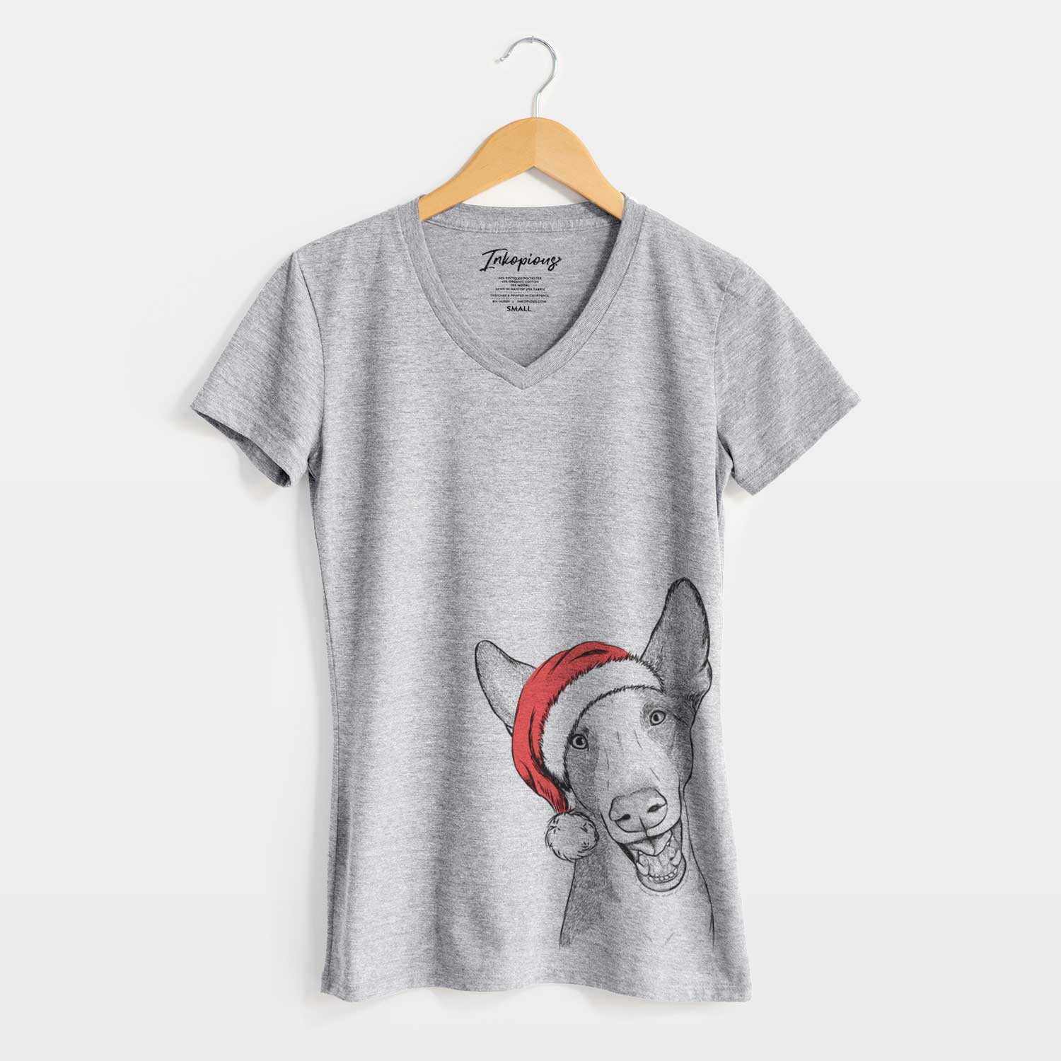 Santa Havok the Ibizan Hound - Women's V-neck Shirt