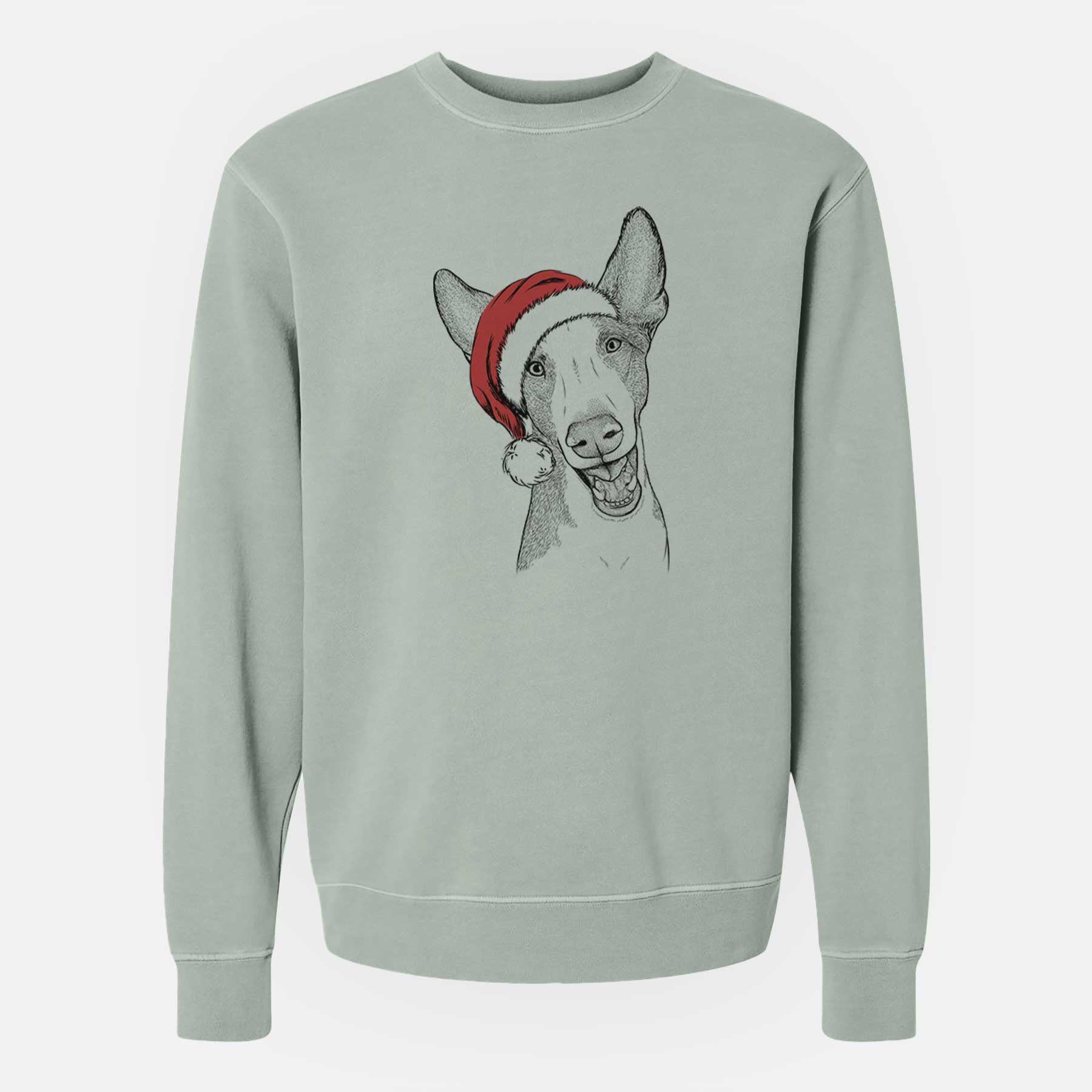 Santa Havok the Ibizan Hound - Unisex Pigment Dyed Crew Sweatshirt