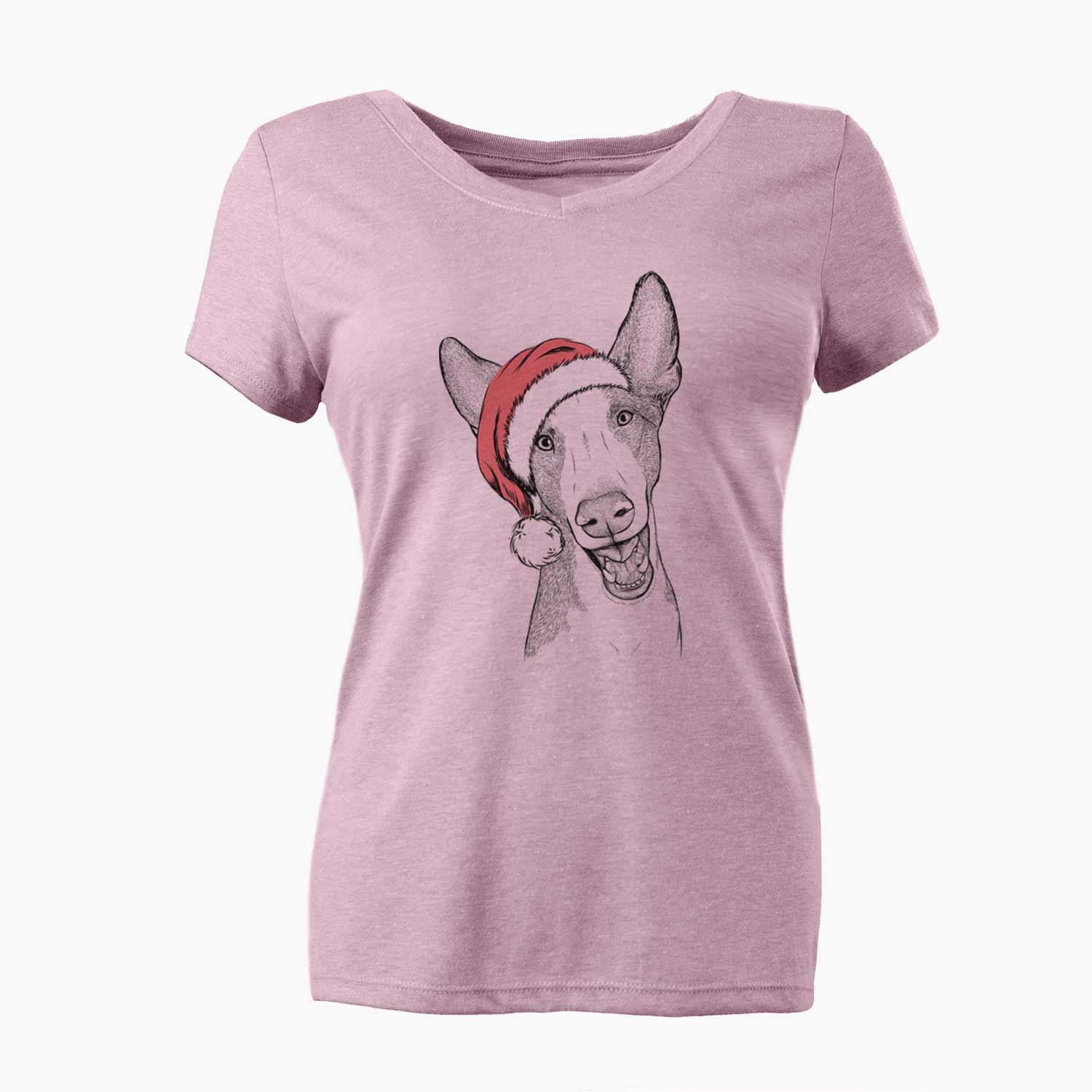 Santa Havok the Ibizan Hound - Women's V-neck Shirt