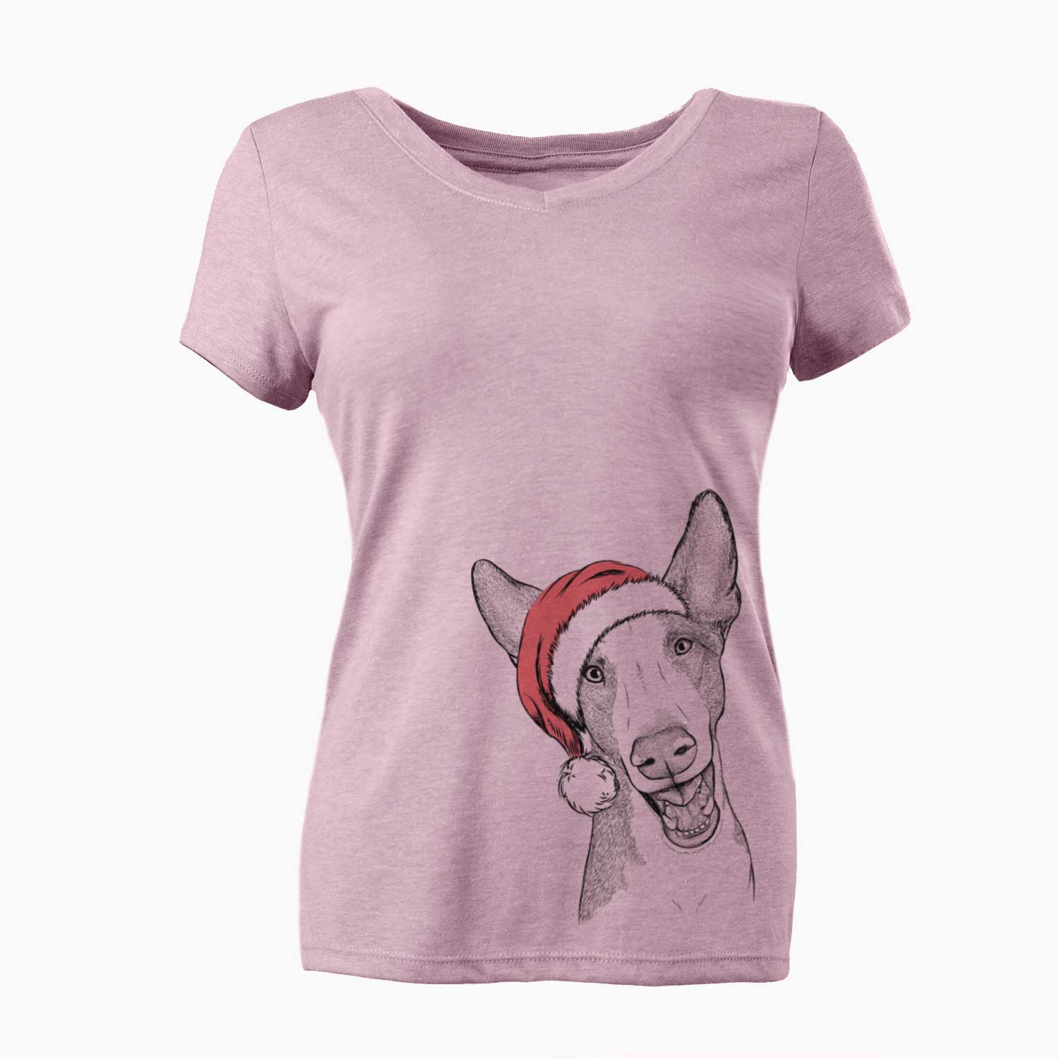 Santa Havok the Ibizan Hound - Women's V-neck Shirt