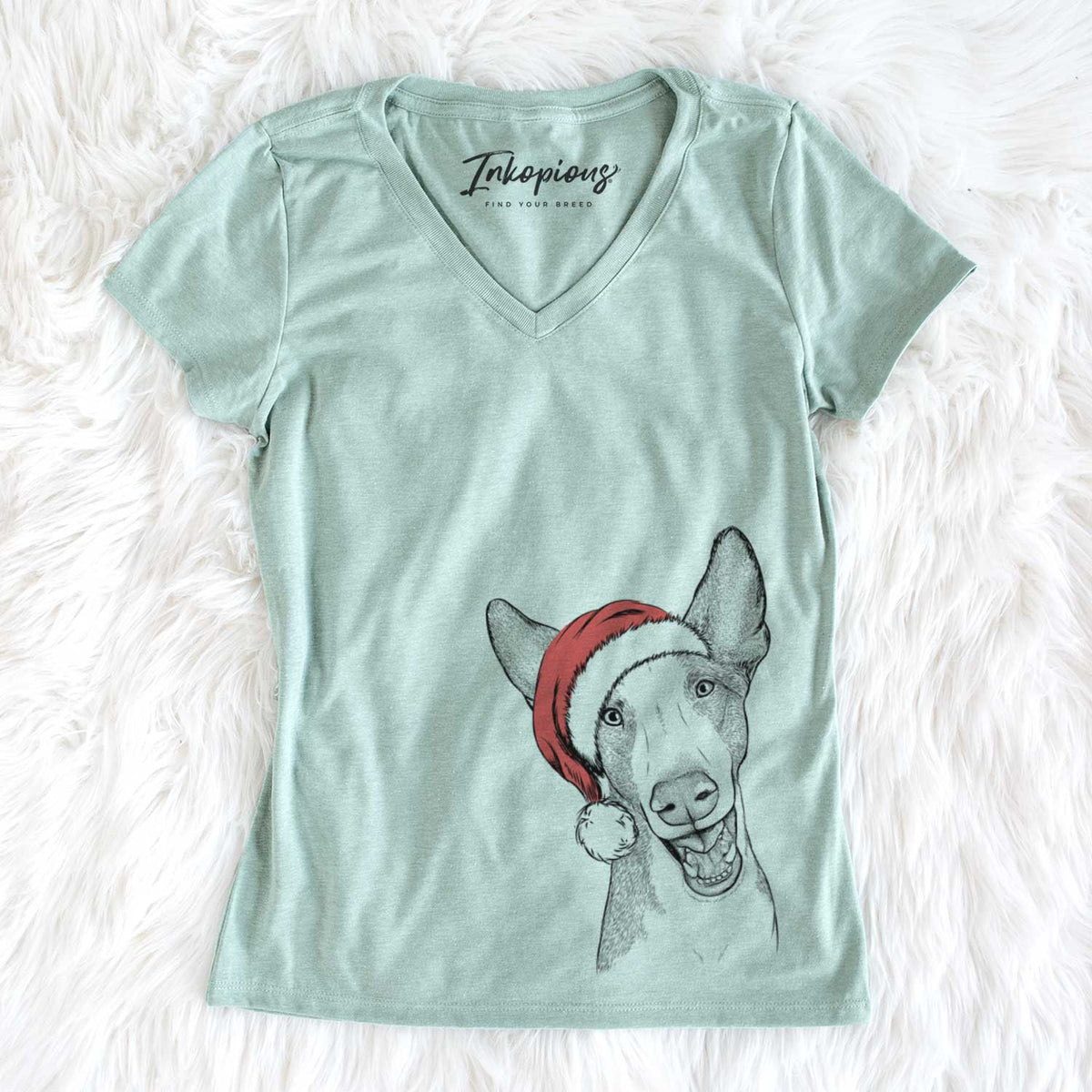 Santa Havok the Ibizan Hound - Women&#39;s V-neck Shirt