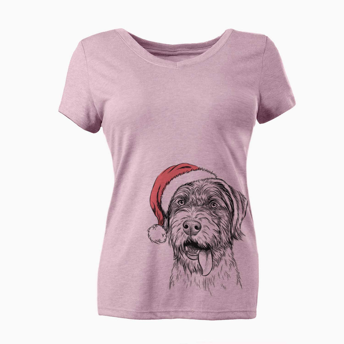 Santa Hazel the German Wirehaired Pointer Mix - Women's V-neck Shirt