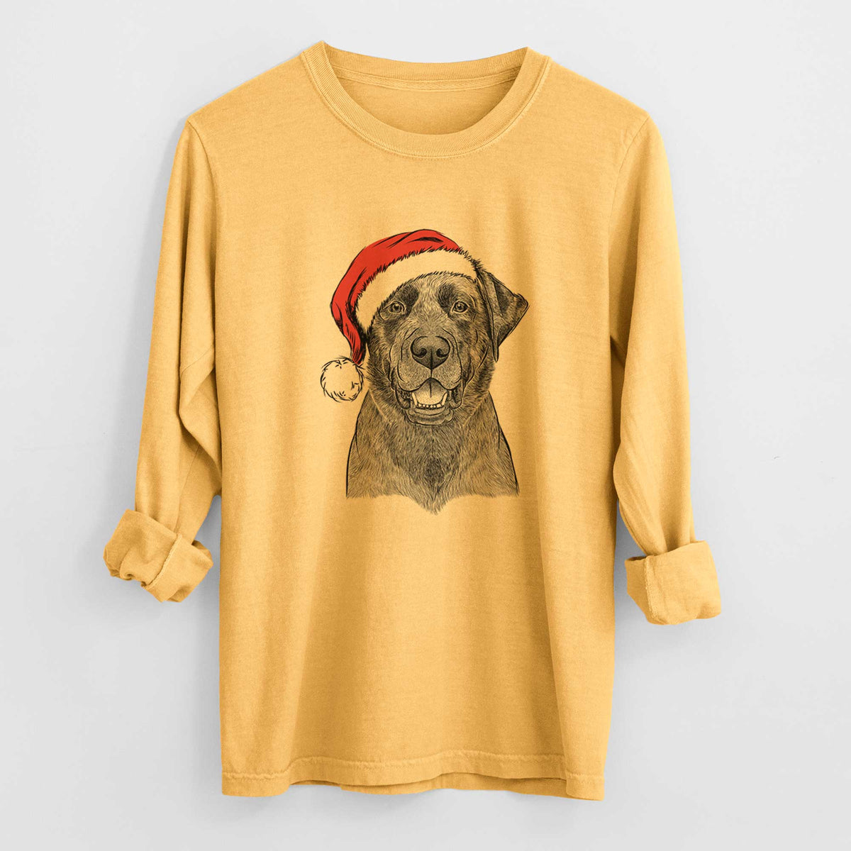 Santa Heath the Black Lab - Heavyweight 100% Cotton Long Sleeve