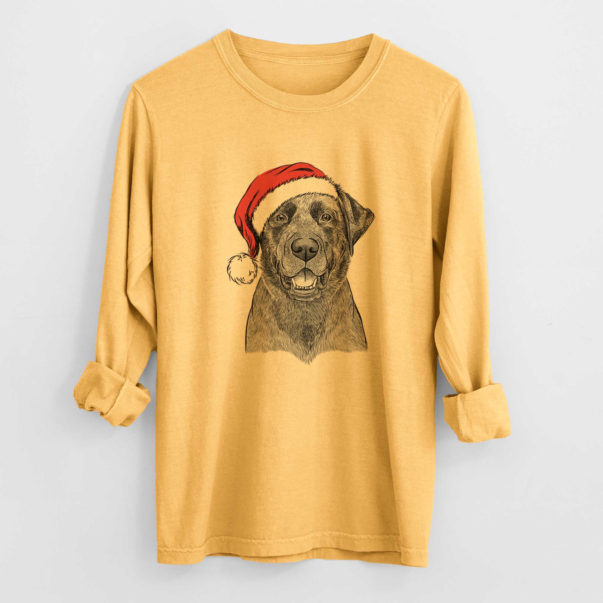 Santa Heath the Black Lab - Heavyweight 100% Cotton Long Sleeve