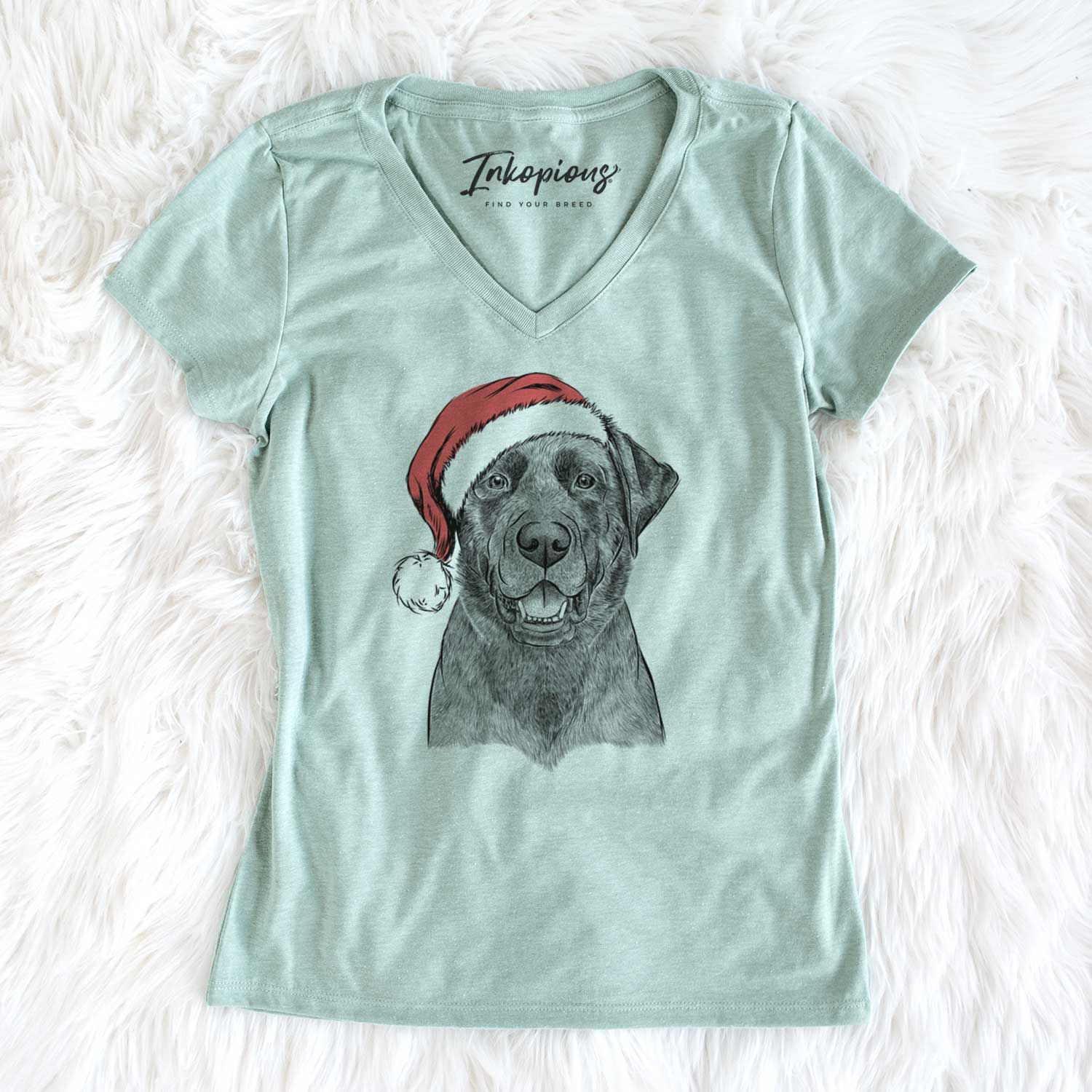 Santa Heath the Black Lab - Women's V-neck Shirt