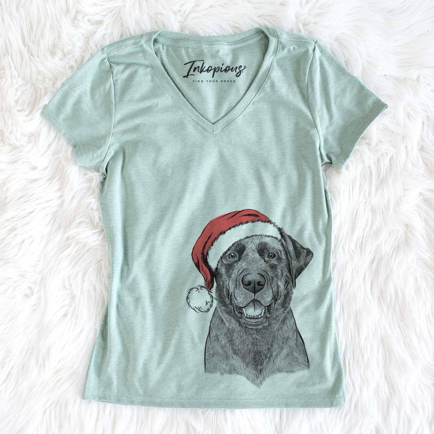 Santa Heath the Black Lab - Women's V-neck Shirt