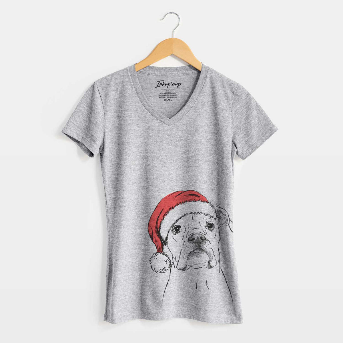 Santa Henley the Boxer - Women's V-neck Shirt