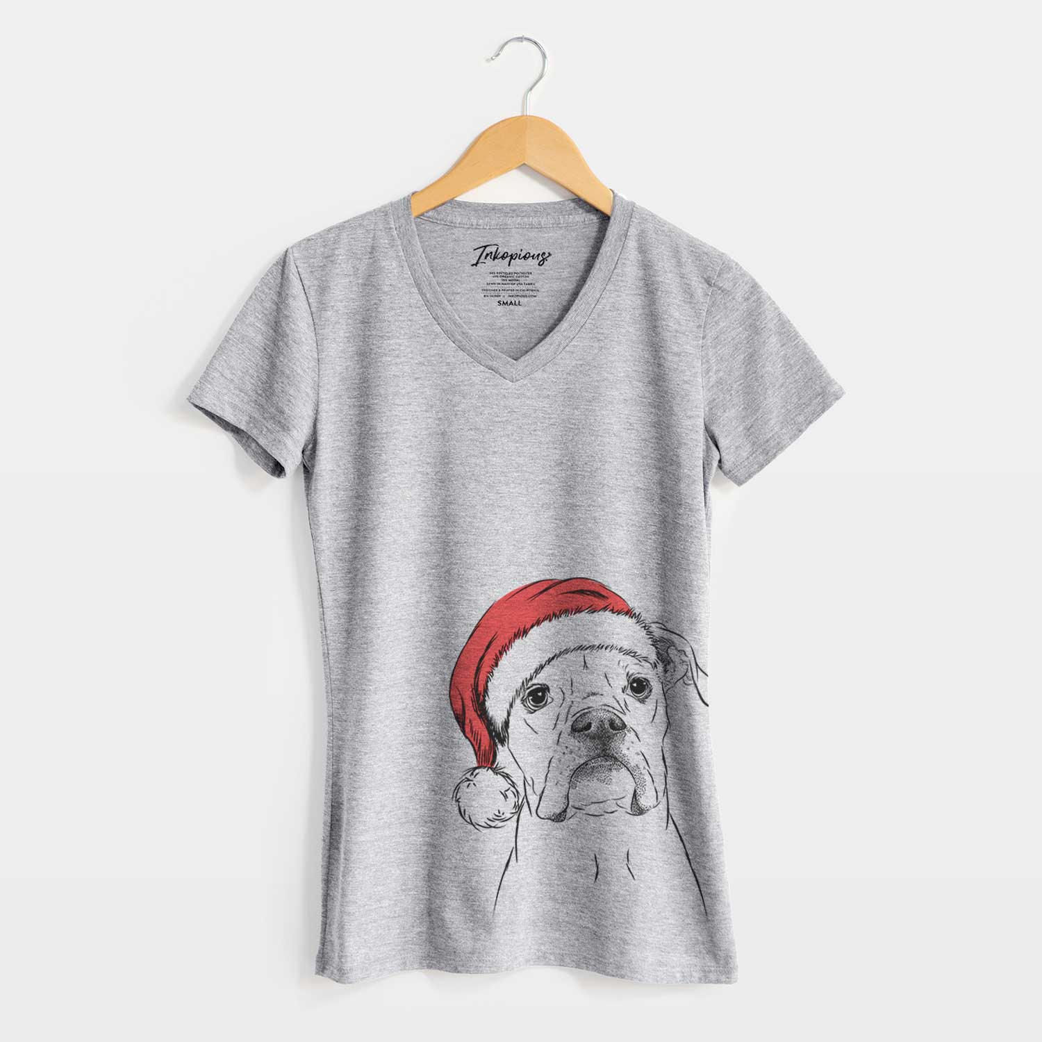 Santa Henley the Boxer - Women's V-neck Shirt