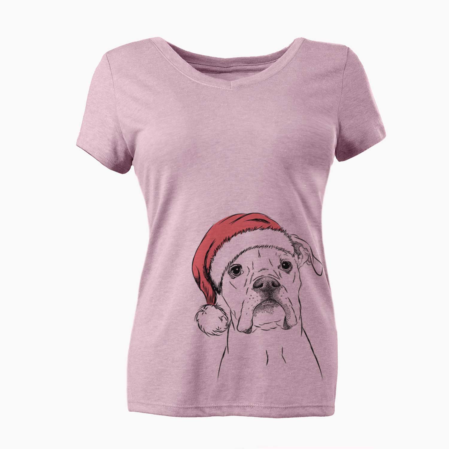 Santa Henley the Boxer - Women's V-neck Shirt