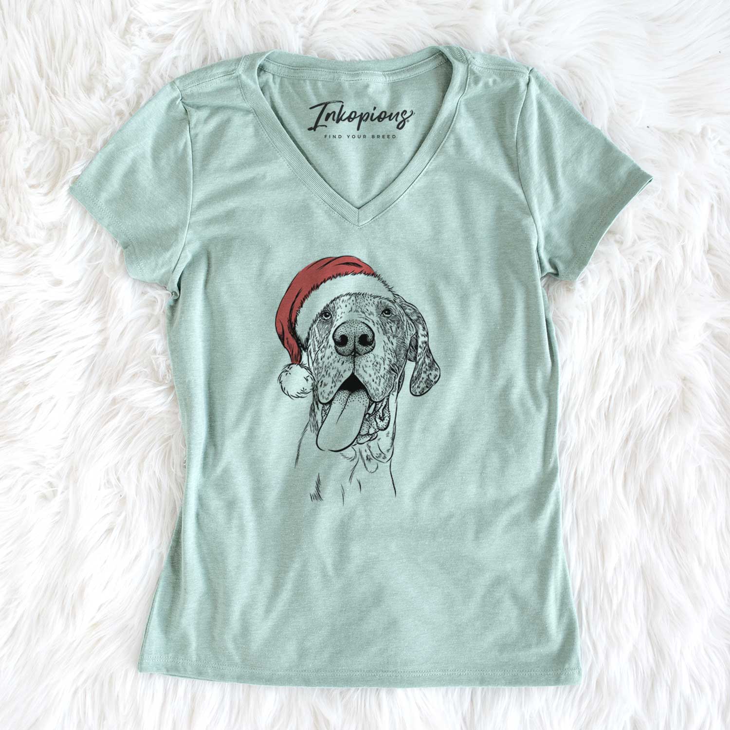 Santa Hennessey the Great Dane - Women's V-neck Shirt