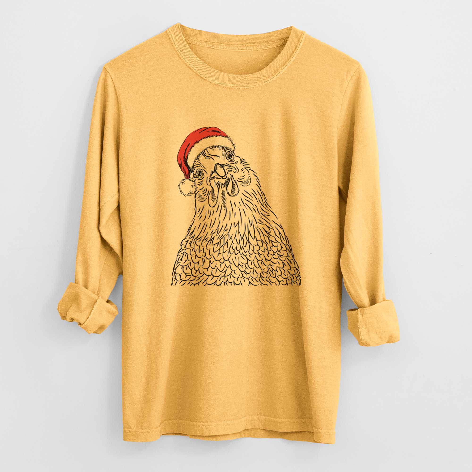 Santa Henrietta the Chicken - Heavyweight 100% Cotton Long Sleeve