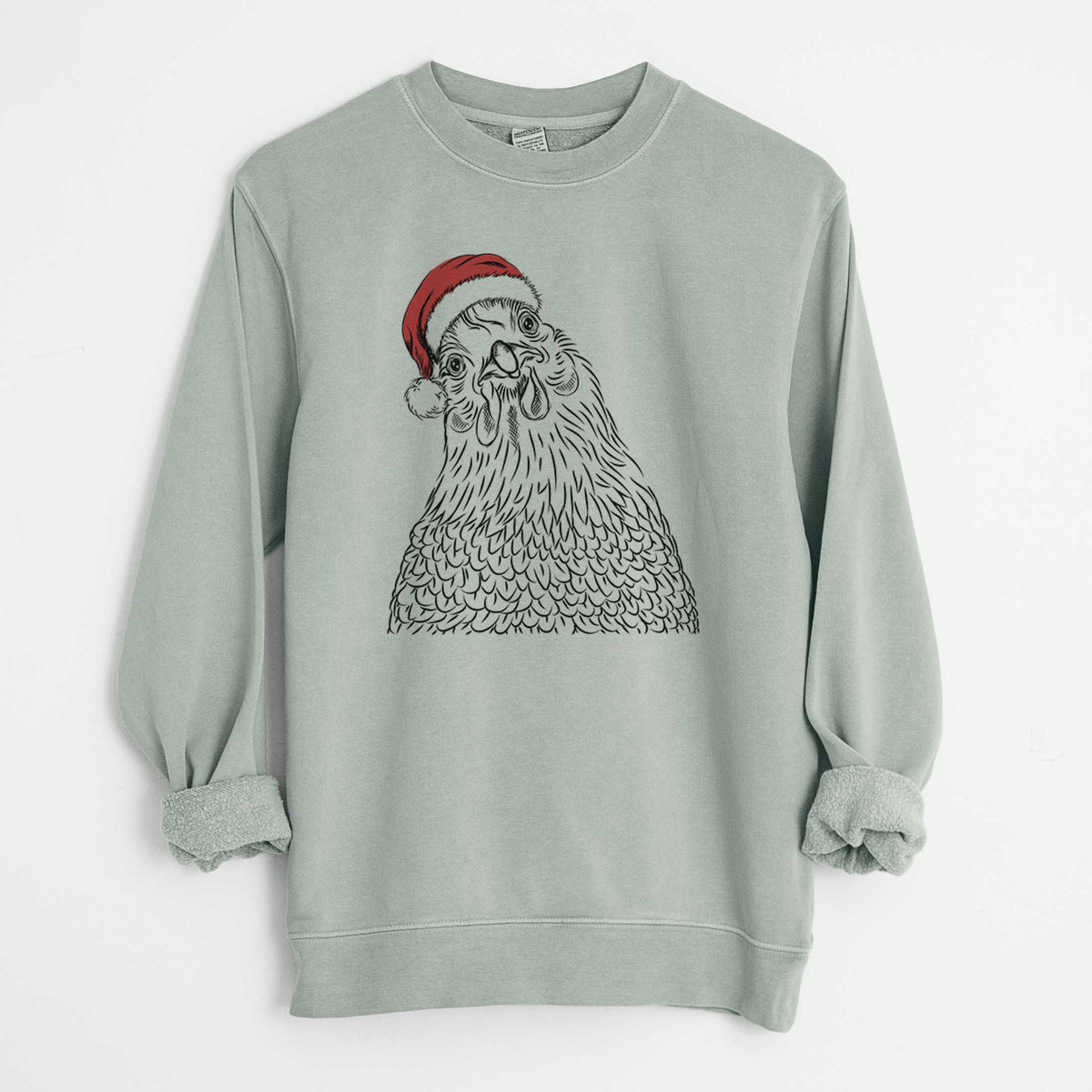 Santa Henrietta the Chicken - Unisex Pigment Dyed Crew Sweatshirt