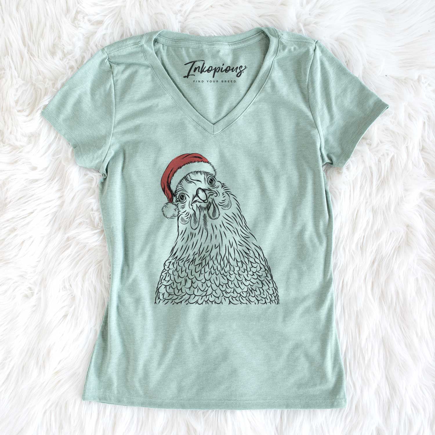 Santa Henrietta the Chicken - Women's V-neck Shirt