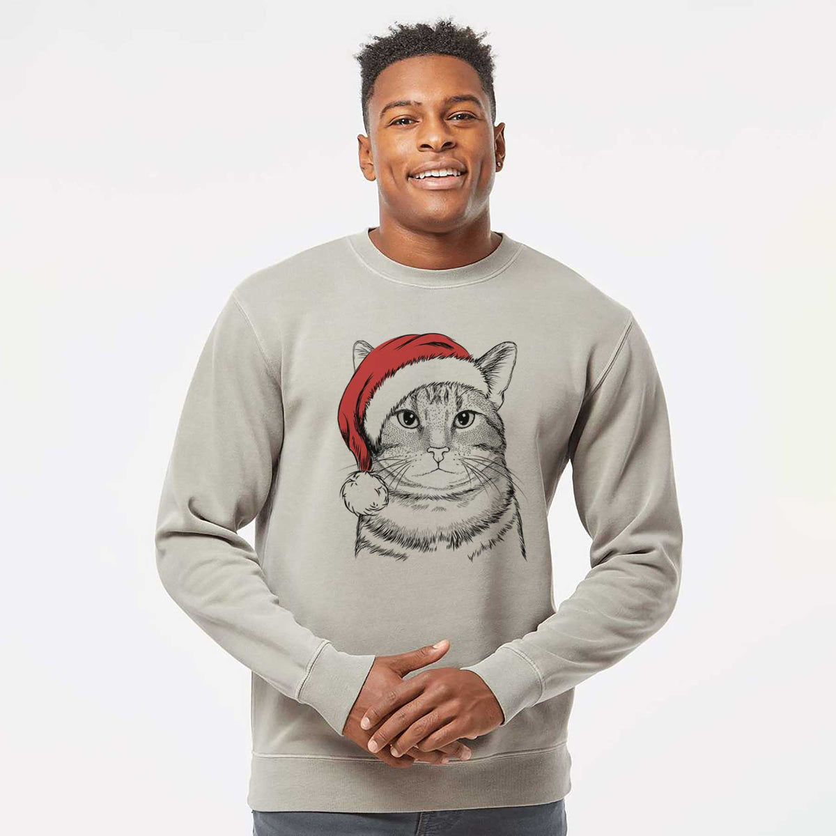 Santa Henry the Bengal - Unisex Pigment Dyed Crew Sweatshirt