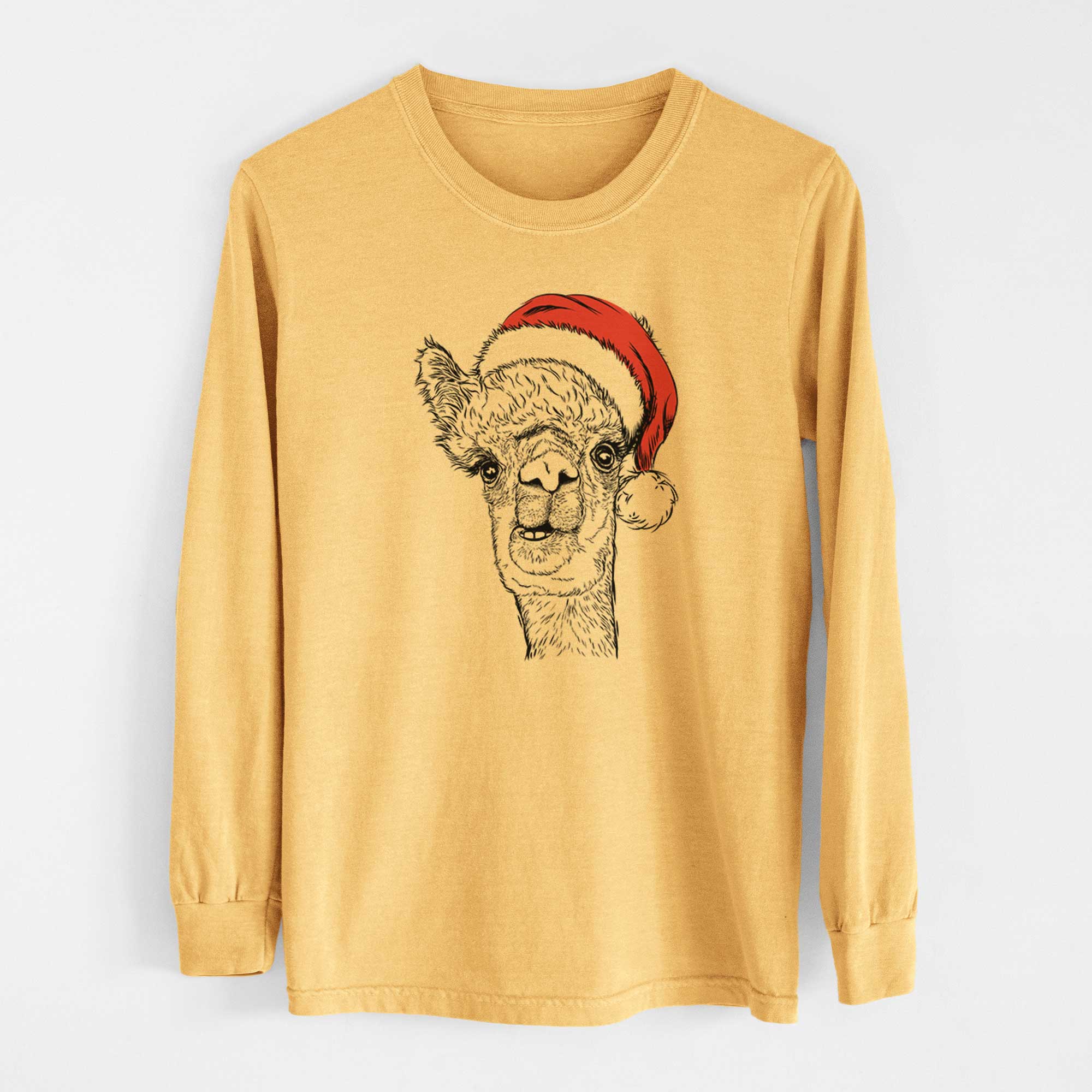 Santa Henry the Alpaca - Heavyweight 100% Cotton Long Sleeve