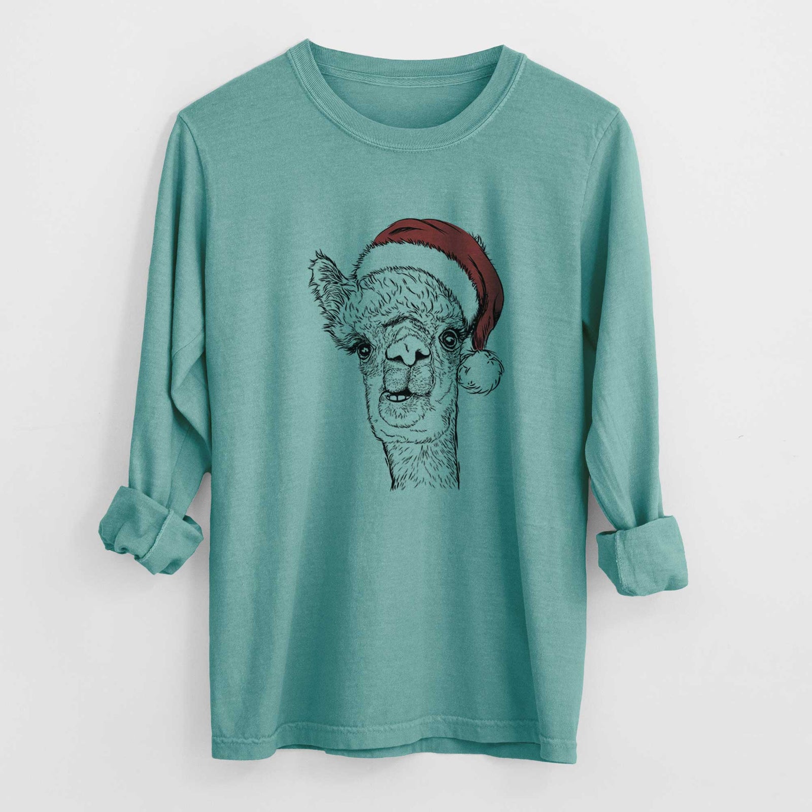 Santa Henry the Alpaca - Heavyweight 100% Cotton Long Sleeve