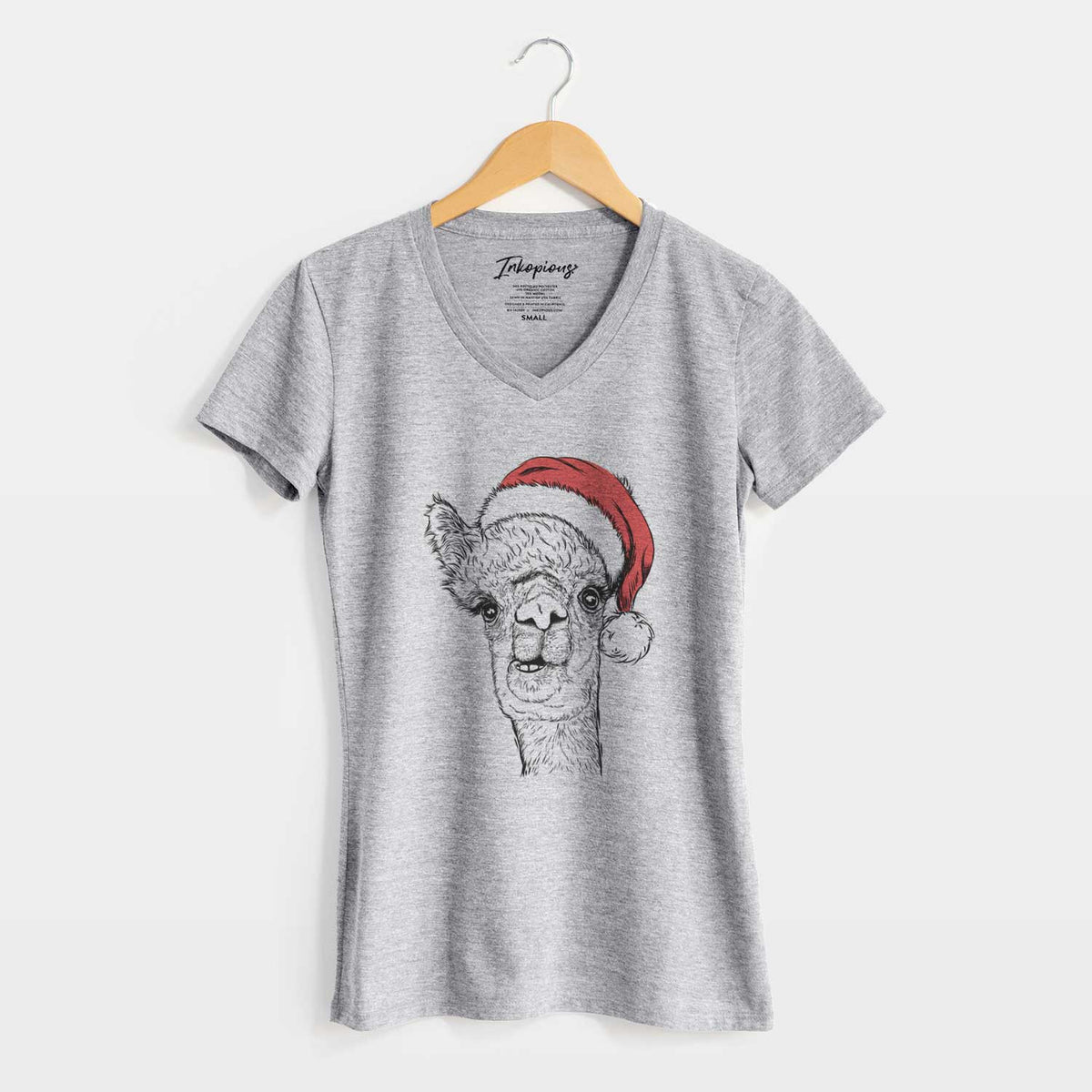 Santa Henry the Alpaca - Women's V-neck Shirt