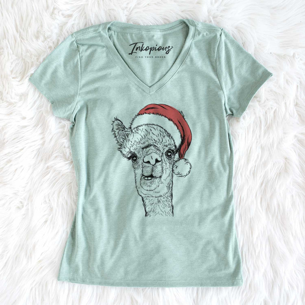 Santa Henry the Alpaca - Women's V-neck Shirt