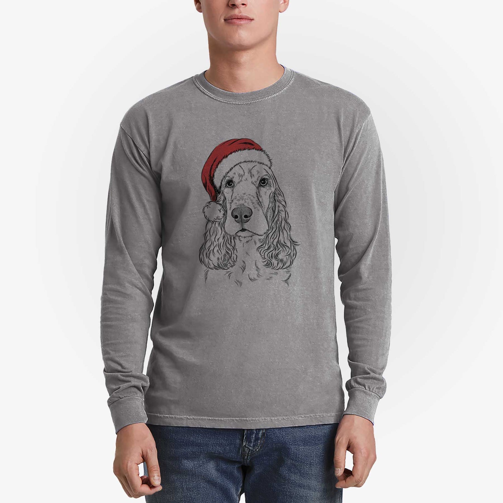Santa Henry the English Cocker Spaniel - Heavyweight 100% Cotton Long Sleeve