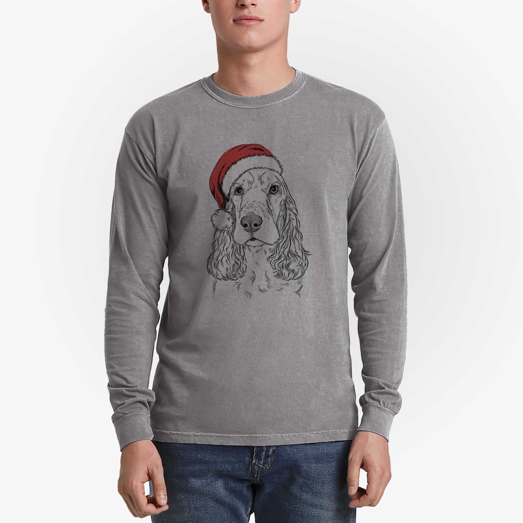 Santa Henry the English Cocker Spaniel - Heavyweight 100% Cotton Long Sleeve