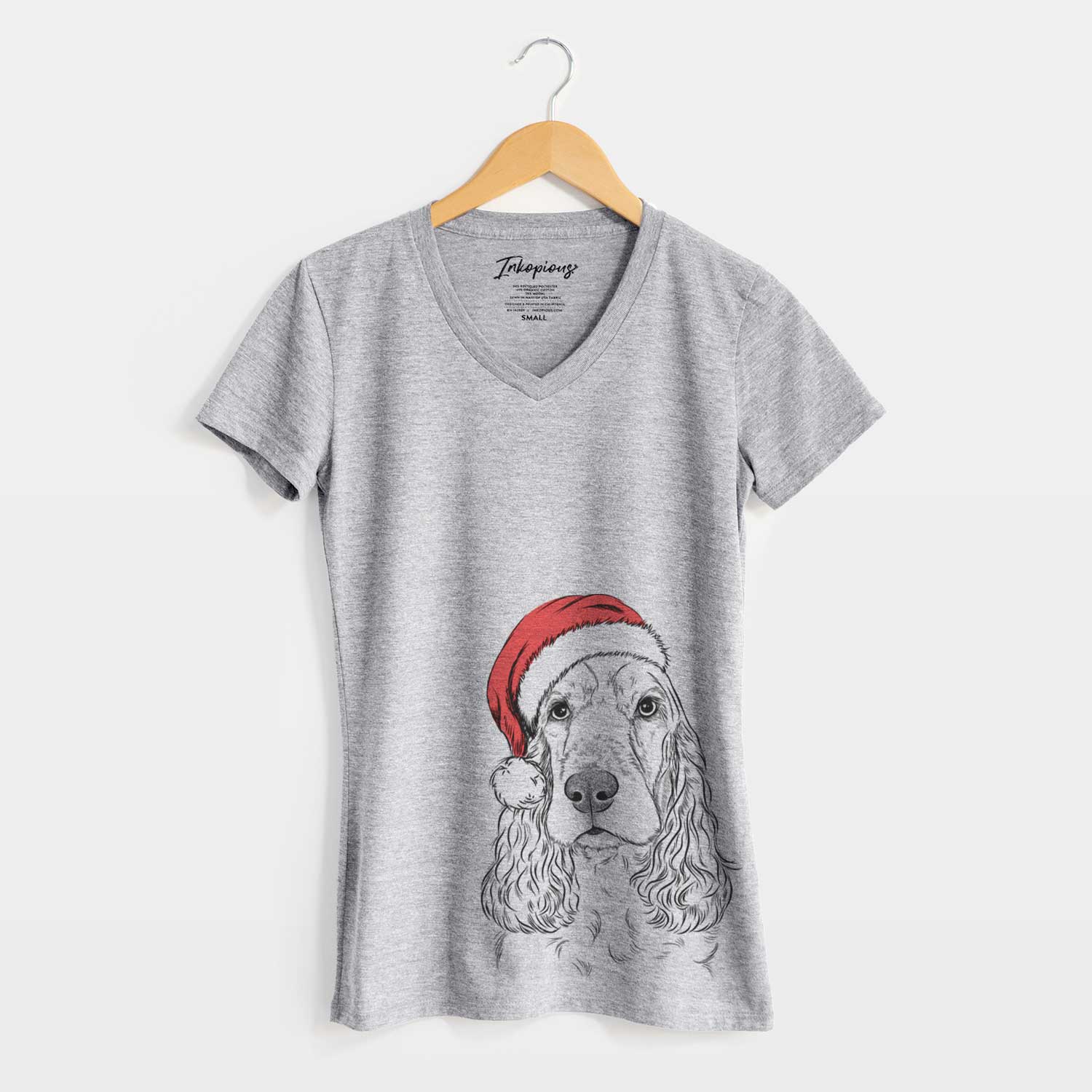 Santa Henry the English Cocker Spaniel - Women's V-neck Shirt