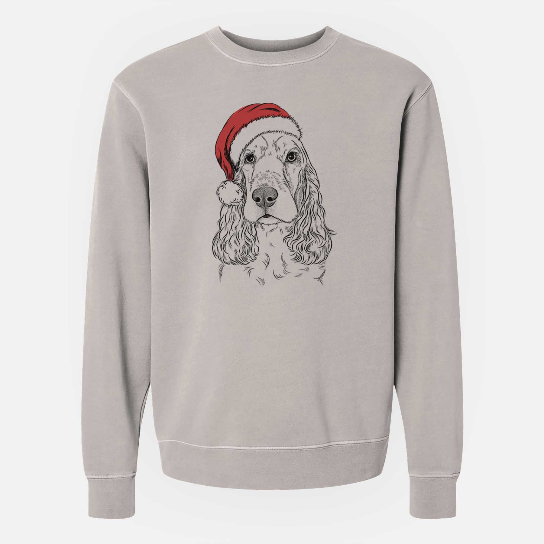 Santa Henry the English Cocker Spaniel - Unisex Pigment Dyed Crew Sweatshirt