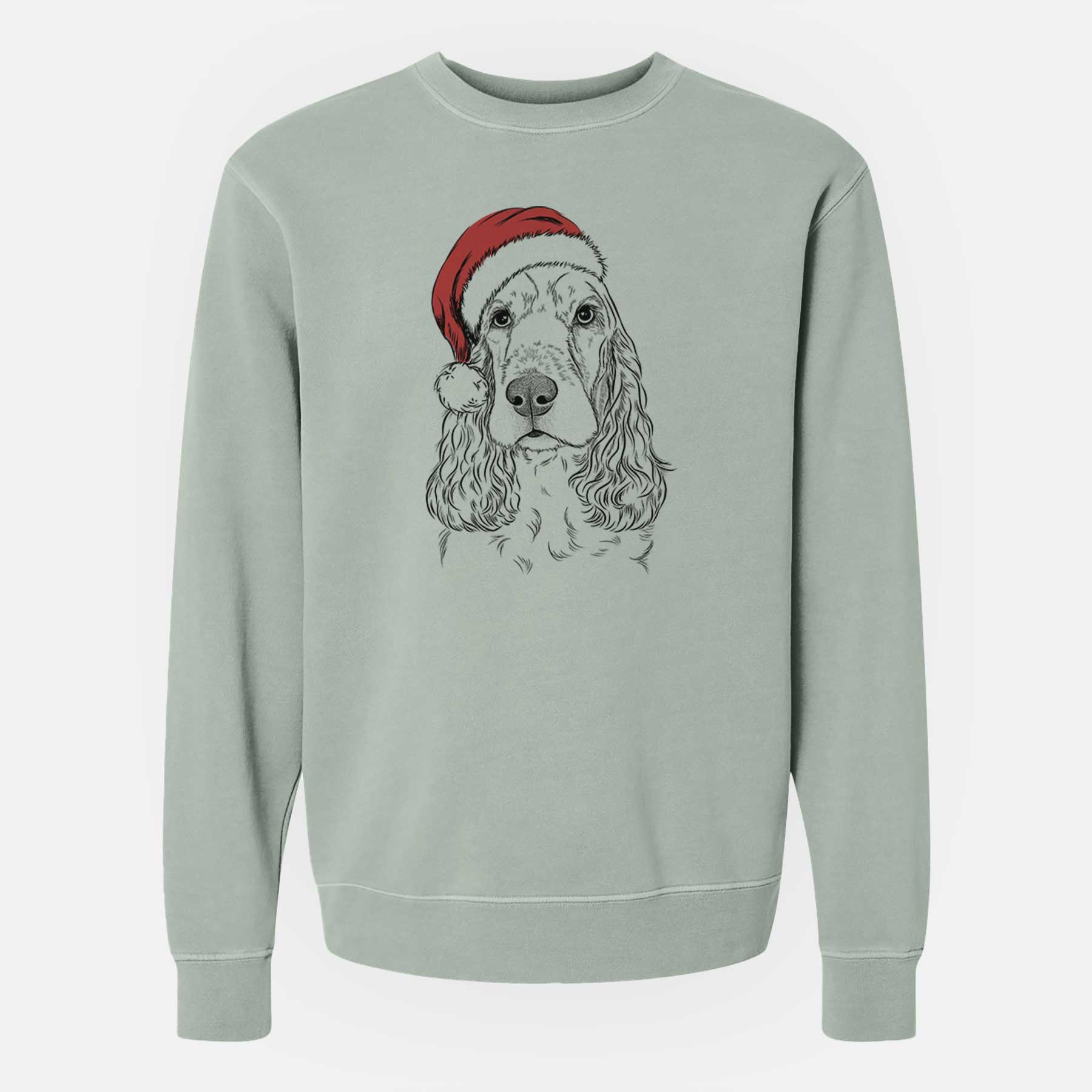 Santa Henry the English Cocker Spaniel - Unisex Pigment Dyed Crew Sweatshirt