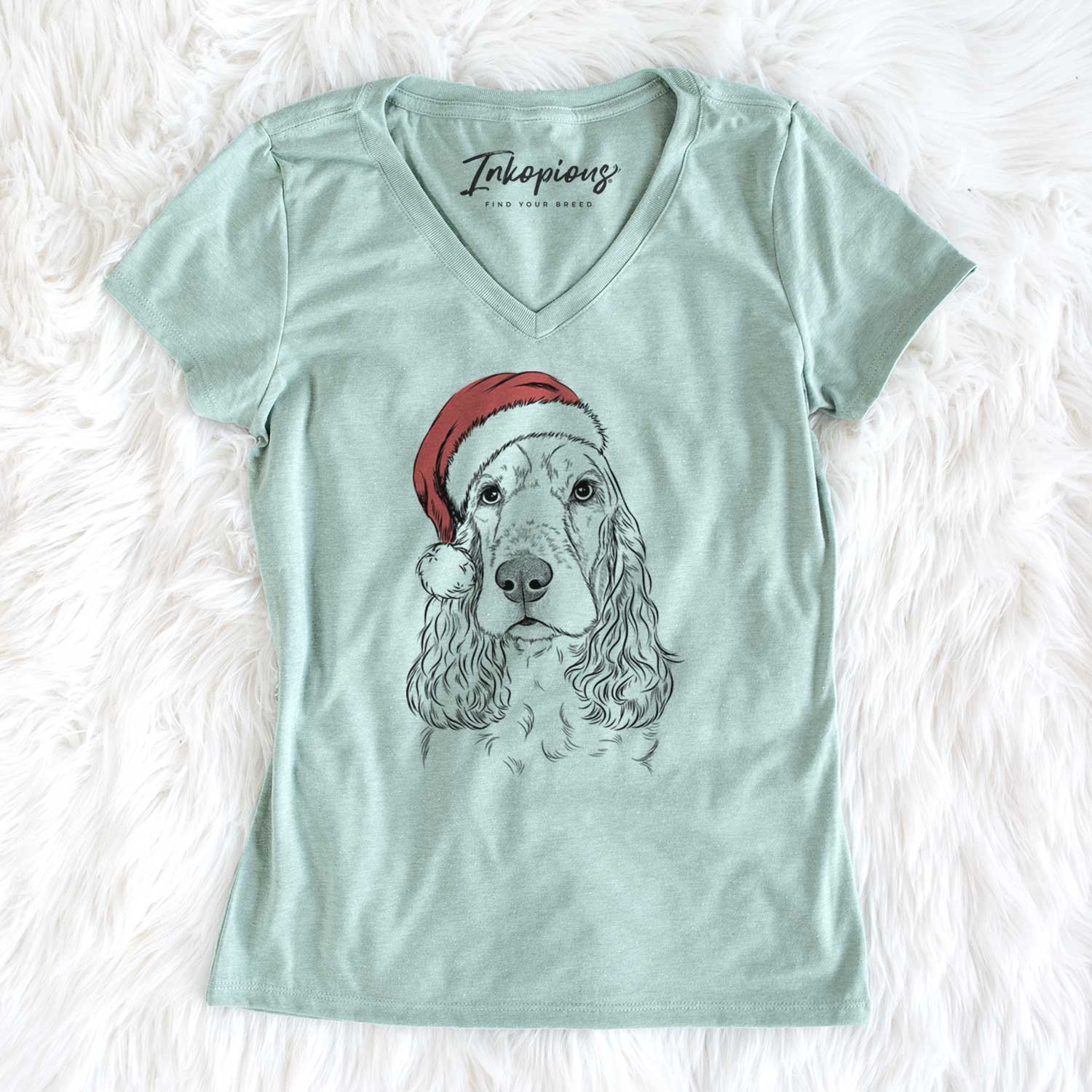 Santa Henry the English Cocker Spaniel - Women's V-neck Shirt