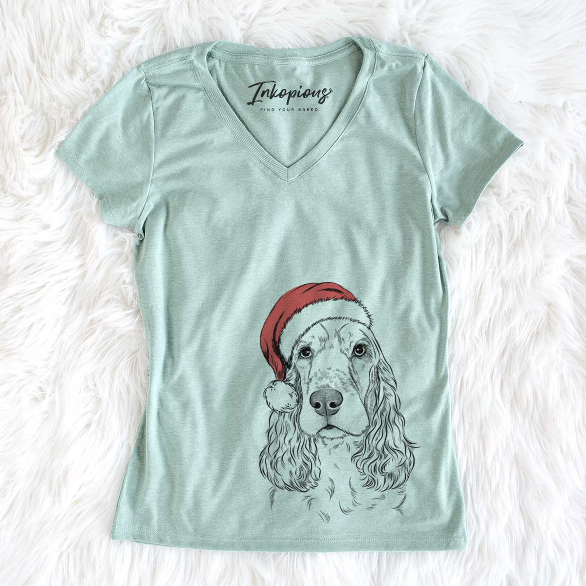 Santa Henry the English Cocker Spaniel - Women's V-neck Shirt