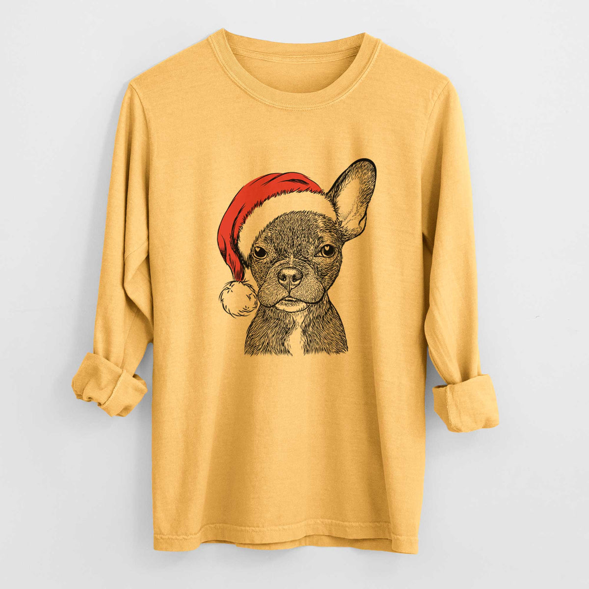 Santa Henry the French Bulldog - Heavyweight 100% Cotton Long Sleeve