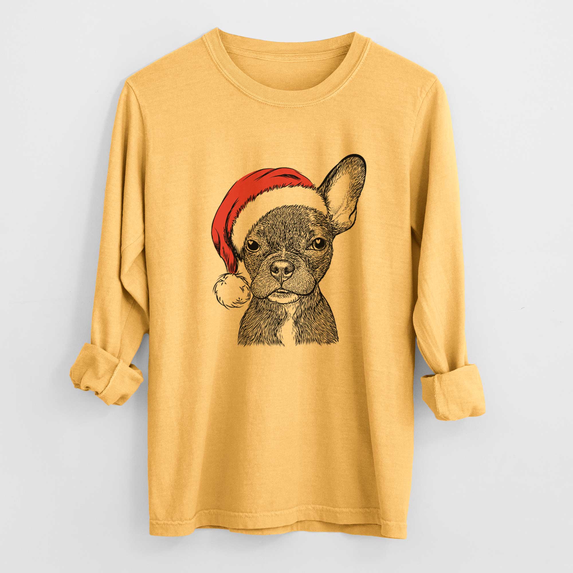 Santa Henry the French Bulldog - Heavyweight 100% Cotton Long Sleeve