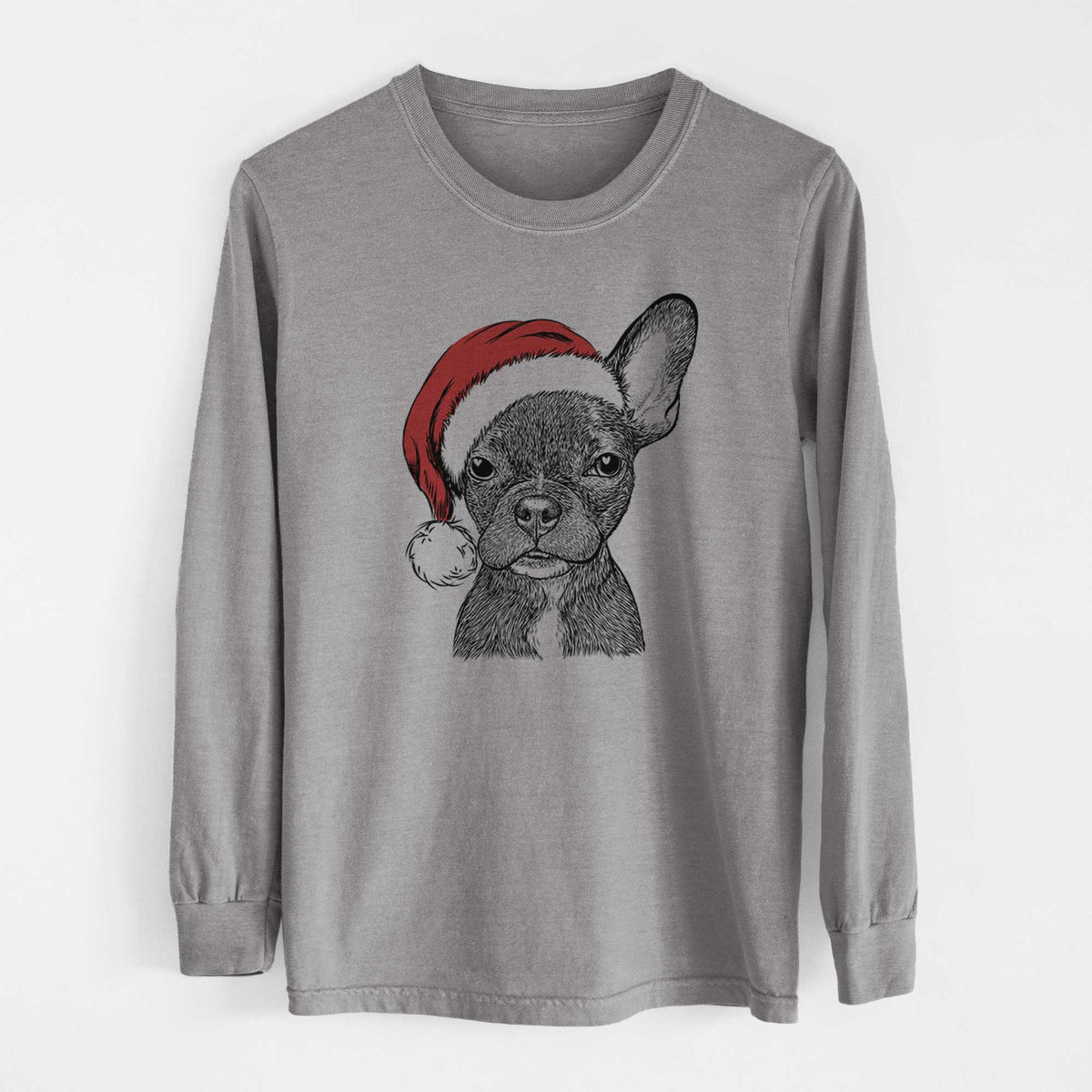 Santa Henry the French Bulldog - Heavyweight 100% Cotton Long Sleeve
