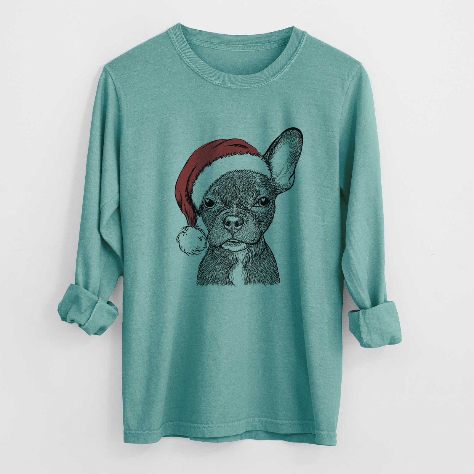Santa Henry the French Bulldog - Heavyweight 100% Cotton Long Sleeve