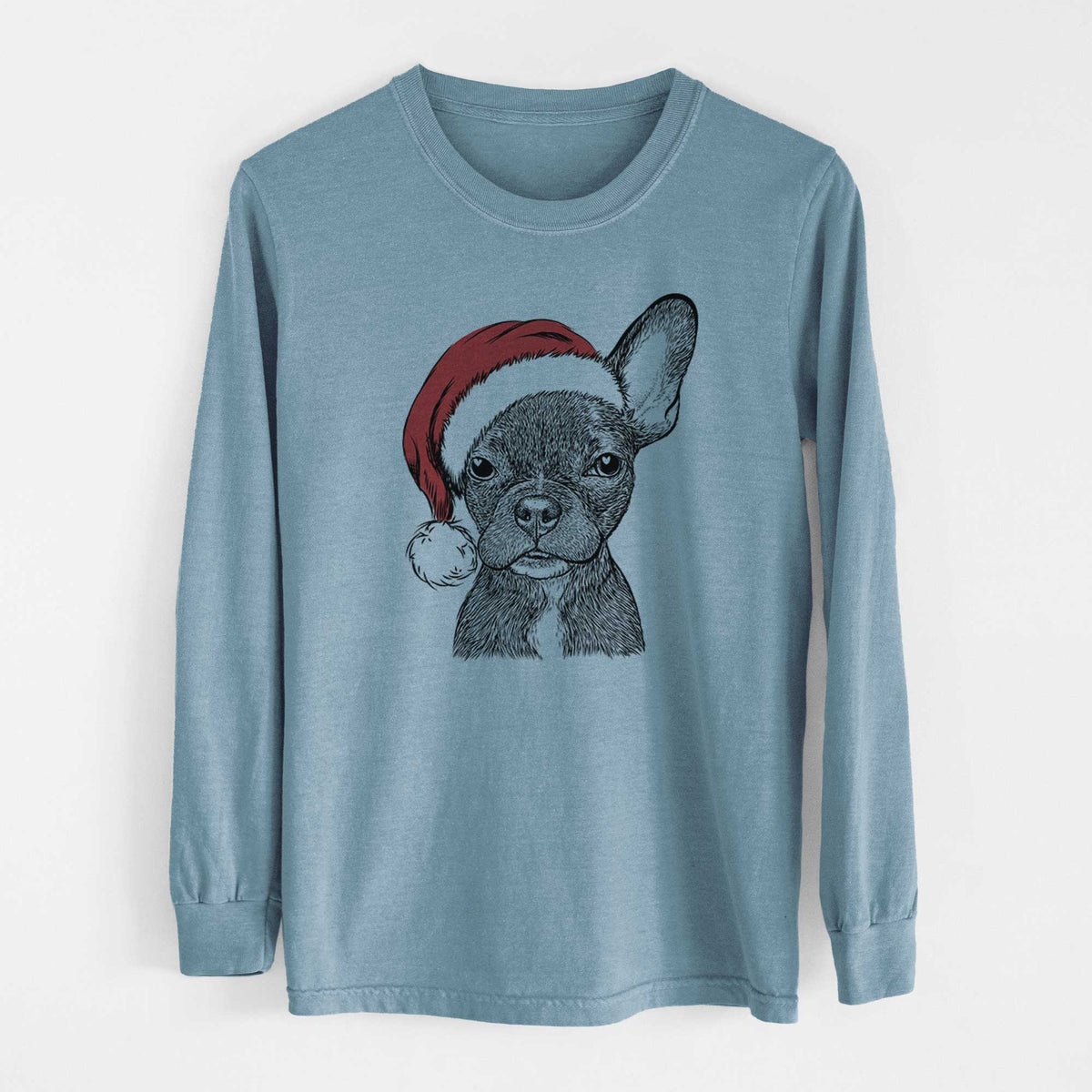 Santa Henry the French Bulldog - Heavyweight 100% Cotton Long Sleeve