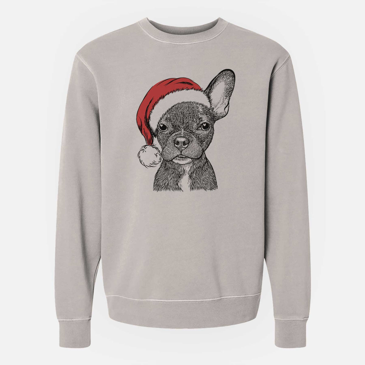 Santa Henry the French Bulldog - Unisex Pigment Dyed Crew Sweatshirt