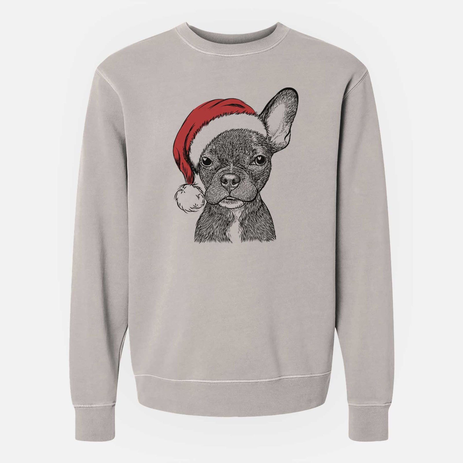 Santa Henry the French Bulldog - Unisex Pigment Dyed Crew Sweatshirt